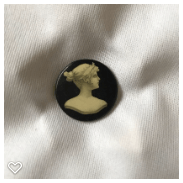 a035-19th Century Antique Lithograph Portrait Button of a Lady