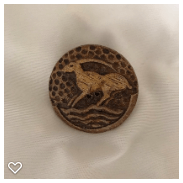 a046-20th Century Vintage Burwood Button of Carved Goat