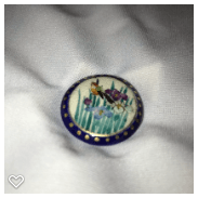 a050-20th Century Vintage Cobalt Blue Satsuma Button of Plant Life