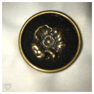 a054-20th Century Vintage Metal Flower on Fabric Button Set in Metal