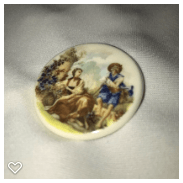a055-20th Century Vintage Pottey Button of a Man and Lady