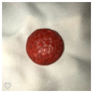 a060-20th Century Vintage Cinnabar Button with Carved Flowers