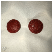 a063-Two 20th Century Vintage Cinnabar Buttons with Carved Flowers