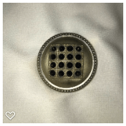 a078-20th Century Vintage Metal Button with 16 Black Glass Stones to Form A Square