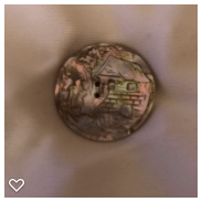 a081-19th Century Antique Carved Pearl Button Scene of Lady and Building