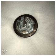 a089-Late 19th Century Antique Carved Pearl Button Scene of Building