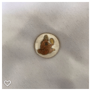 a092-20th Century Vintage Satsuma Button of One of the Gods of Fortune-Fukurokuju, God of Wisdon