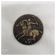 a010-20th Century Vintage Celluloid Carved Polo Sport Horse & Rider Button
