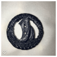 a100-20th Century Vintage Burwood Button of Pierced and  Carved Ship