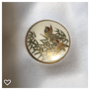 a014-20th Century Vintage Satsuma Button of  2 Bird on Tree