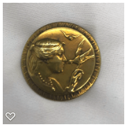 a021-20th Century Vintage Metal Button of "The Pigeon's Bride"