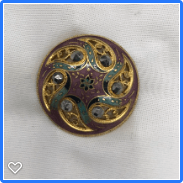 a003-19th Century Antique Paisley Design Enamel Button