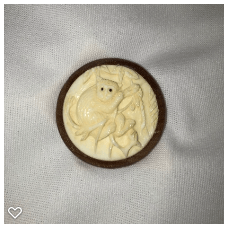 b002-Late 20th Century Carved Bone on Wood Button - Monkey in Tree
