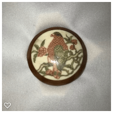 b012-Late 20th Century Carved Bone Button on Wood  - Bird #2