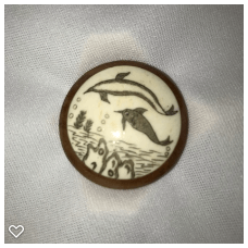 b014-Late 20th Century Carved Bone on Wood Button - Five Dolphins