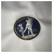 a120-18th Century Antique "Painting on Paper" Button - Scenes