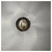 a127-19th Century Antique Carved Shell Button Scenes of Lady and Building