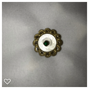 a128-19th Century Antique Carved Pearl with Paste Jeweled Pin Shank and Gold Gilt