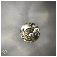 a129-19th Century Antique  Pearl  Button Trimmed with a Metal Escutcheon of Bird