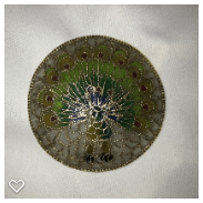 a146-20th Century Vintage Plique-a-Jour Enameled Glass Button of a Peacock