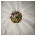 a152-20th Century Vintage Pierced Enamel Ball Button of Plant Life #2