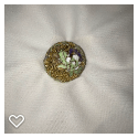 a153-20th Century Vintage Pierced Enamel Ball Button of Plant Life #3