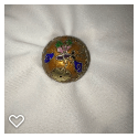 a158-20th Century Vintage Enamel Ball Button of Butterfly and Plant Life #8