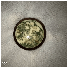 b018-Late 20th Century Carved Bone on Wood Button - Two Frogs #1