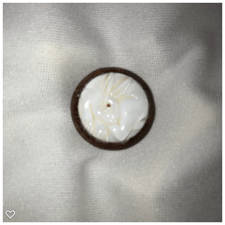 b027-Late 20th Century Carved Preal on Wood Button - Rabbit