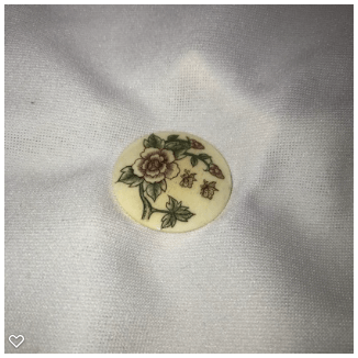 b031-Late 20th Century Carved Bone Button - Flowers #1A