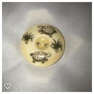 b036-Late 20th Century Sew-thru Carved Scrimshaw Bone Button - Two Turtles