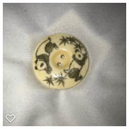 b040-Late 20th Century Sew-thru Carved Scrimshaw Bone Button - Two Panda Bears