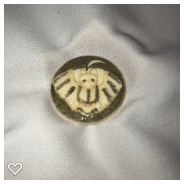 b049-Late 20th Century Carved Scrimshaw Bone Button - Bat