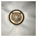 b109-Late 20th Century Carved Bone on Wood Button - Face of Cat