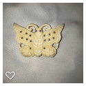 b059-Late 20th Century Carved Realistic Bone Button - Butterfly #1A
